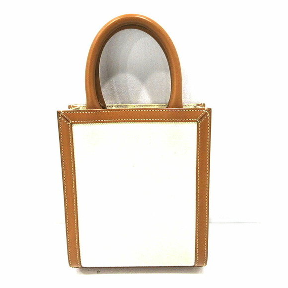 Celine Vertical Cabas Canvas Tote Shoulder Bag Beige Tan White - Picture 2 of 11